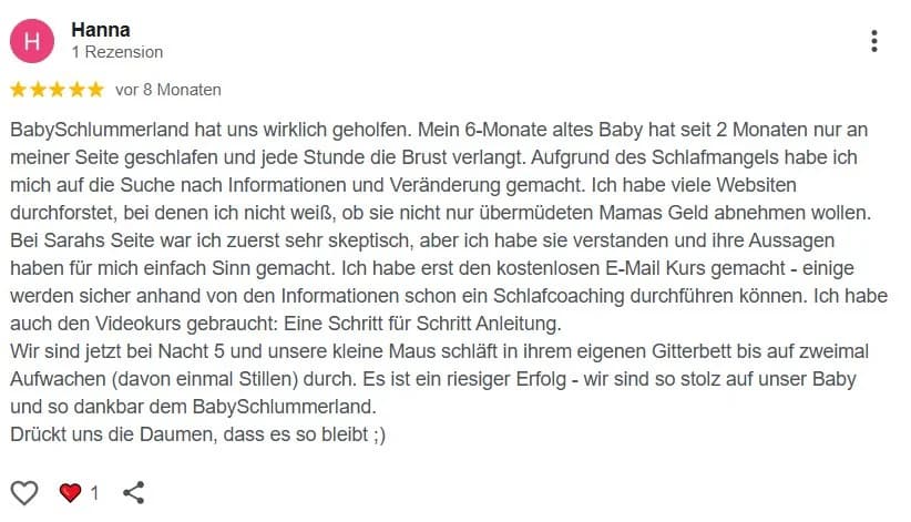 Google-Rezension 14 von 36 für Babyschlummerland