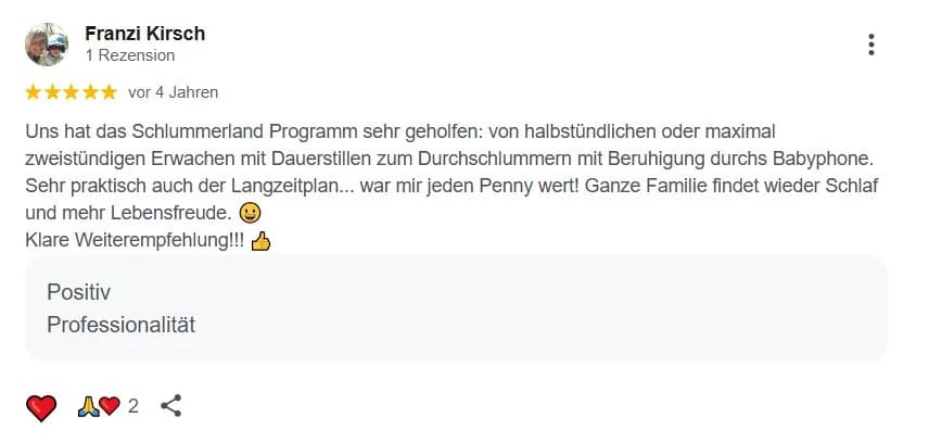 Google-Rezension 36 von 36 für Babyschlummerland